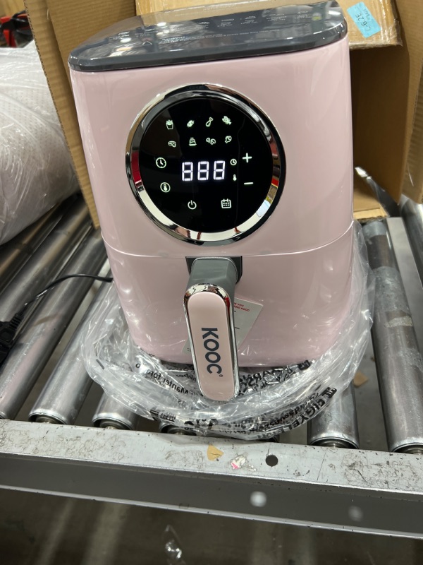 Photo 2 of [NEW] KOOC Large Air Fryer, 4.5-Quart Electric Hot Oven Cooker, Free Cheat Sheet for Quick Reference Guide, LED Touch Digital Screen, 8 in 1, Customized Temp/Time, Nonstick Basket, Pink 4.5 Quart Pink 
