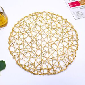 Photo 1 of 6pcs Reversible Round Placemat Set Dining Table Party Woven Paper Indoor Outdoor
