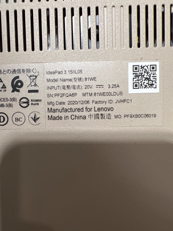 Photo 7 of Lenovo IdeaPad 3 15IIL05 81WE - Core i3 1005G1 / 1.2 GHz - Win 10 Home in S mode - 8 GB RAM - 256 GB SSD NVMe - 15.6" TN touchscreen 1366 x 768 (HD) - UHD Graphics - Wi-Fi, Bluetooth - almond -