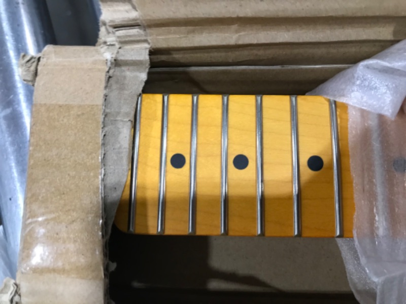 Photo 4 of 22fret Yellowish Matte Electric Guitar Neck ST Canadian Maple Electric Guitar Neck, Cow Bone Nut