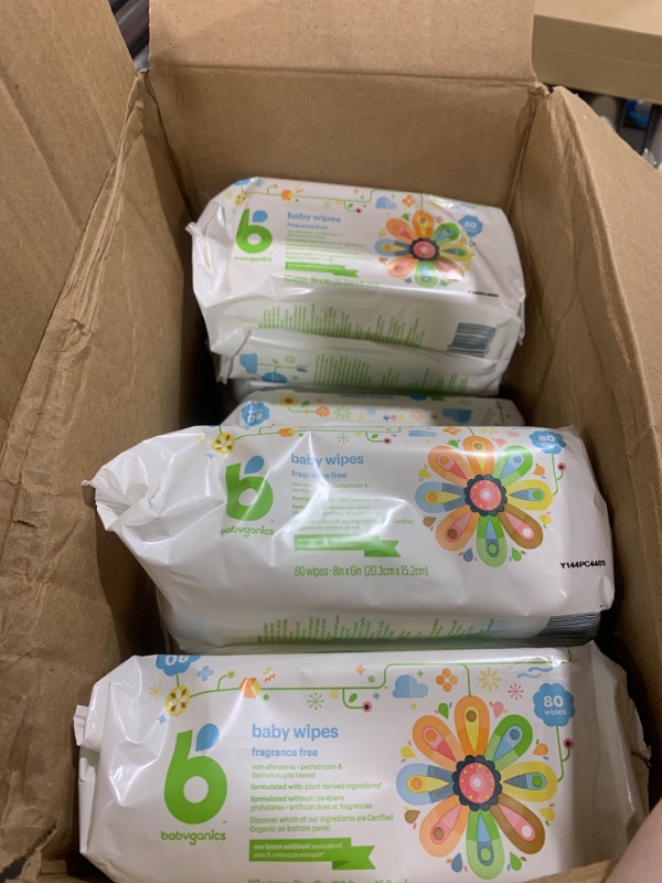 Photo 2 of Babyganics Unscented Diaper Wipes, 800 Count, (10 Packs of 80), Non-Allergenic and formulated with Plant Derived Ingredients Wipes 80 Count (Pack of 9)