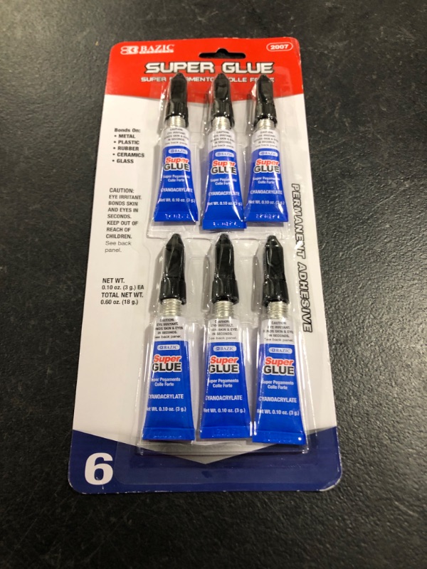 Photo 2 of Bazic Products 2007-144 BAZIC 3g - 0.10 Oz. Super Glue - 6-Pack