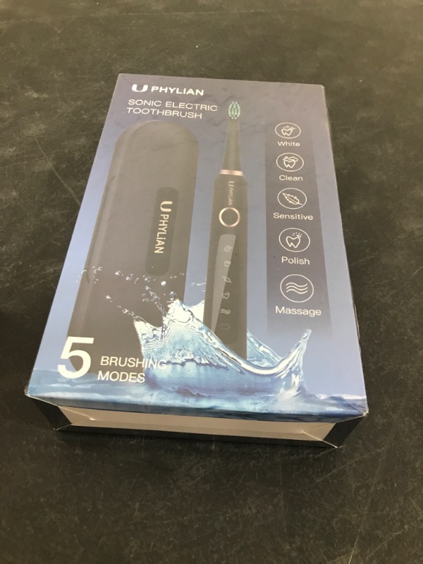 Photo 1 of PHYLIAN Sonic Electric Toothbrush for Adults - Electric Rechargeable Toothbrush with Holder 8 Brush Heads Travel Case Power Toothbrushes 3 Hours Fas
