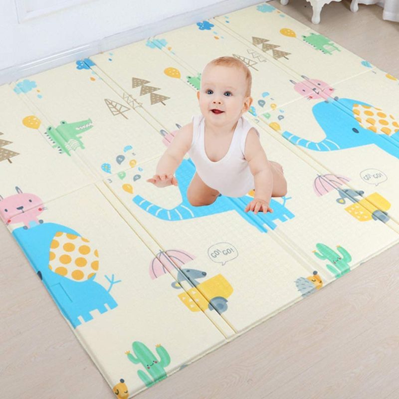 Photo 1 of AIPINQI Baby Play mat, Non Toxic Folding Floor Mat Extra Large Foam Crawling Mat Reversible Waterproof Portable Toddlers Kids Playmat Elephant(79 x 59 x 0.4 in)