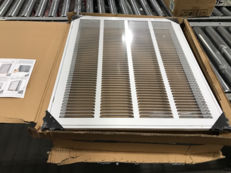 Photo 2 of 20"W x 25"H [Duct Opening Measurements] Steel Return Air Filter Grille [Removable Door] for 1-inch Filters | Vent Cover Grill, White | Outer Dimensions: 22 5/8"W X 27 5/8"H for 20x25 Duct Opening Duct Opening style: 20 Inchx25 Inch