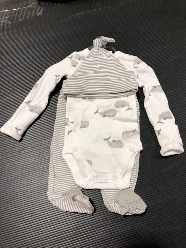 Photo 1 of Baby Boys' 3pc Whale Top and Bottom Set with Hat - Just One You® Made by Carter's White/Gray--9M 