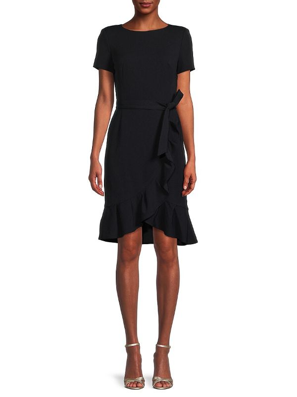 Photo 1 of Calvin Klein Women's Ruffle Mini a Line Dress - Black - Size 12
