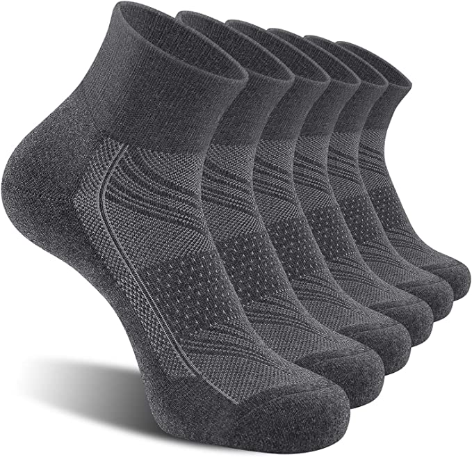 Photo 1 of 6 Pack Men's Running Ankle Socks with Cushion, Low Cut Athletic Sport Tab Socks 7-9