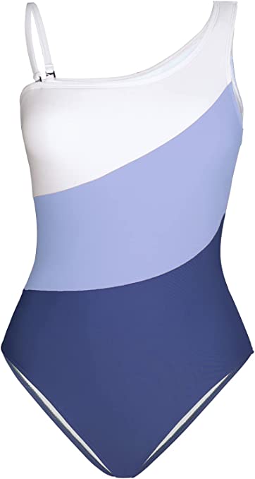 Photo 1 of CUPSHE Women Color Contrast One Piece Swimsuit One Shoulder Cut Out Back Tummy Control Bathing Suit S