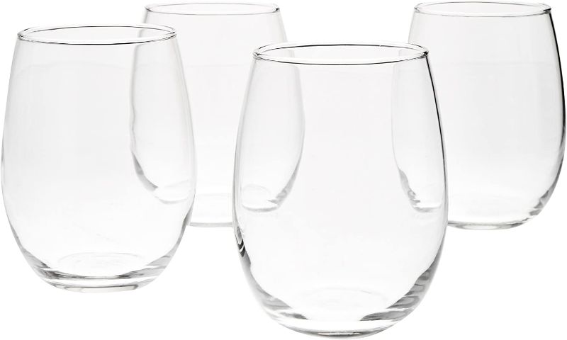 Photo 1 of Amazon Basics Stemless Wine Glasses (Set of 12), 15 oz
