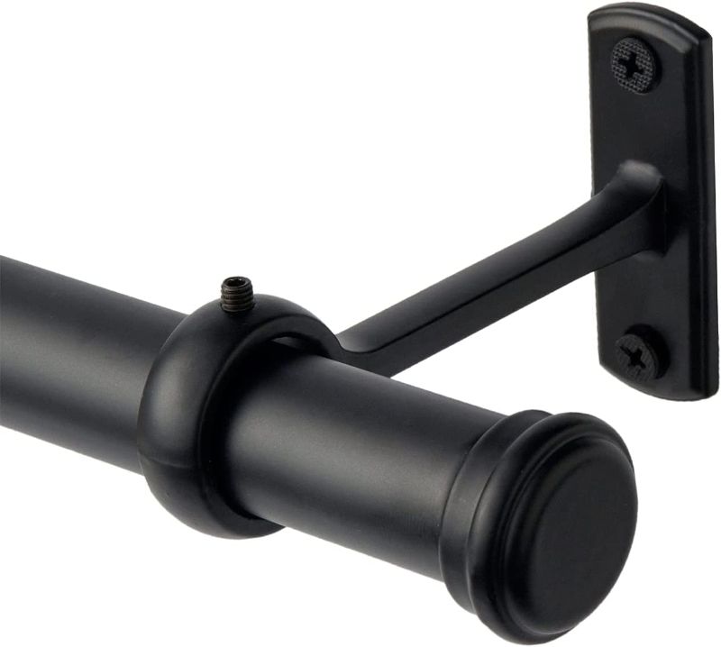 Photo 1 of 1 Inch Curtain Rods 48 to 86-Inch, Curtain Rods for Windows 48 to 84, Hanging Curtain Rod&Wall Mount with Brackets, Outdoor Curtain Rod, Curtain Rods for Windows 48 to 86-Inch: Black (48‘’-86‘’) 
