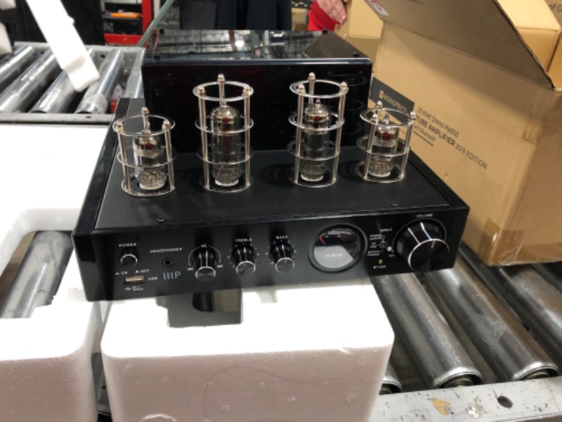 Photo 2 of Monoprice Stereo Hybrid Tube Amplifier 2019 Edition, 25 Watt with Bluetooth, Wired RCA, Optical, Coaxial, and USB Connections, and Subwoofer Out
