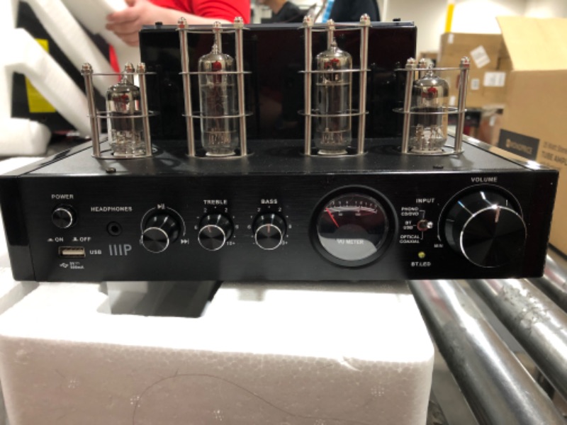 Photo 5 of Monoprice Stereo Hybrid Tube Amplifier 2019 Edition, 25 Watt with Bluetooth, Wired RCA, Optical, Coaxial, and USB Connections, and Subwoofer Out
