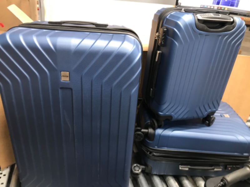 Photo 2 of AnyZip Luggage Sets 3 Piece PC ABS Hardside Lightweight Suitcase with 4 Universal Wheels TSA Lock Carry On 20 24 28 Inch Dark Blue
