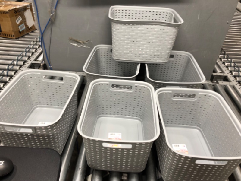 Photo 2 of *** USED *** Sterilite 12736P06 Tall Weave Basket, Espresso, 6-Pack