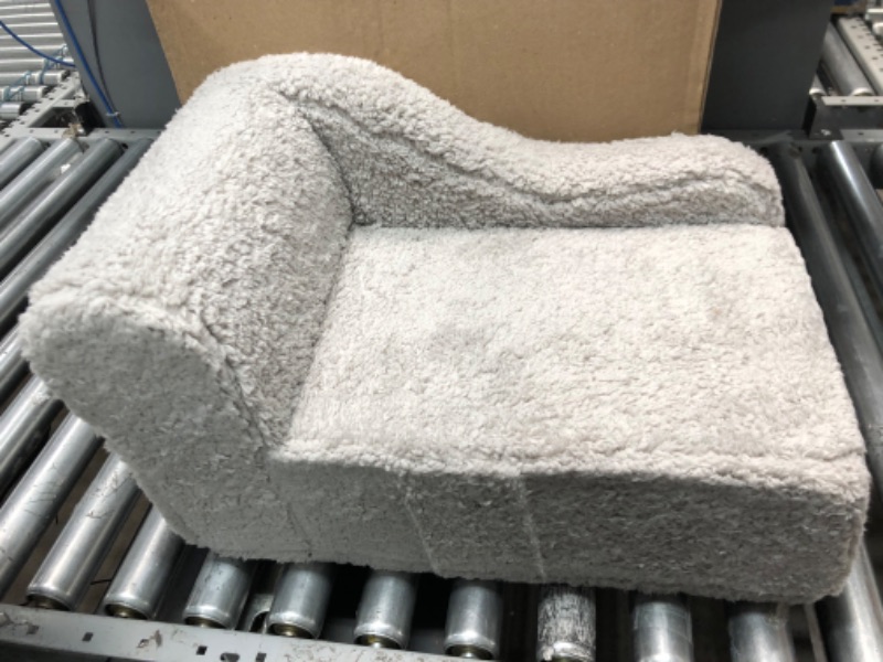 Photo 2 of *** USED *** PAPITLULU Pet Sofa Bed, Dog Open Couch, Cat Sleeping Bed, Sherpa Fleece Chair for Lounger, Ultra-Soft Snuggle Foam for Indoor Kitten and Small Medium Dog, Small