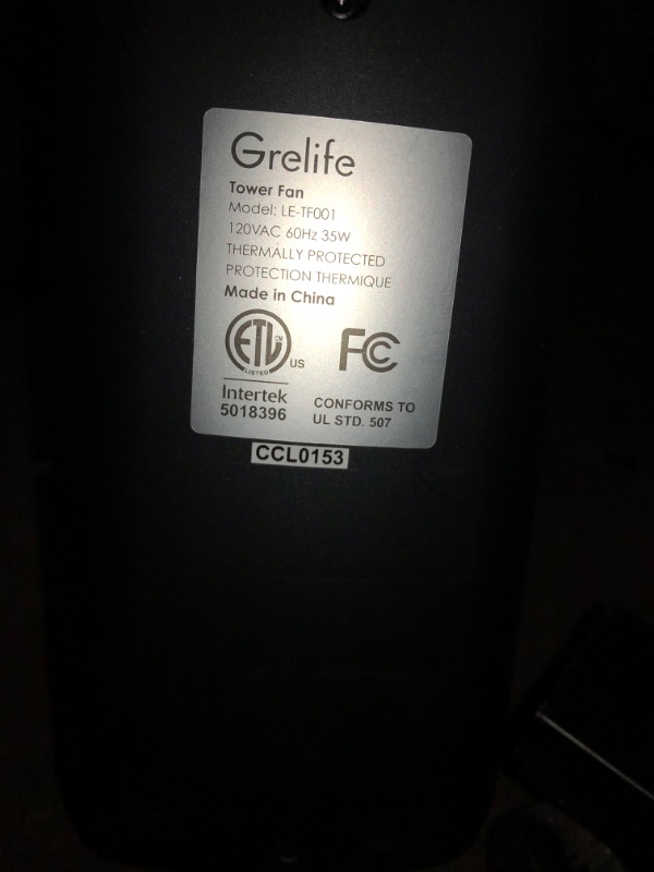 Photo 2 of **USED**NO REMOTE**TESTED FUNCTIONAL** 
Grelife 36'' Tower Fan 