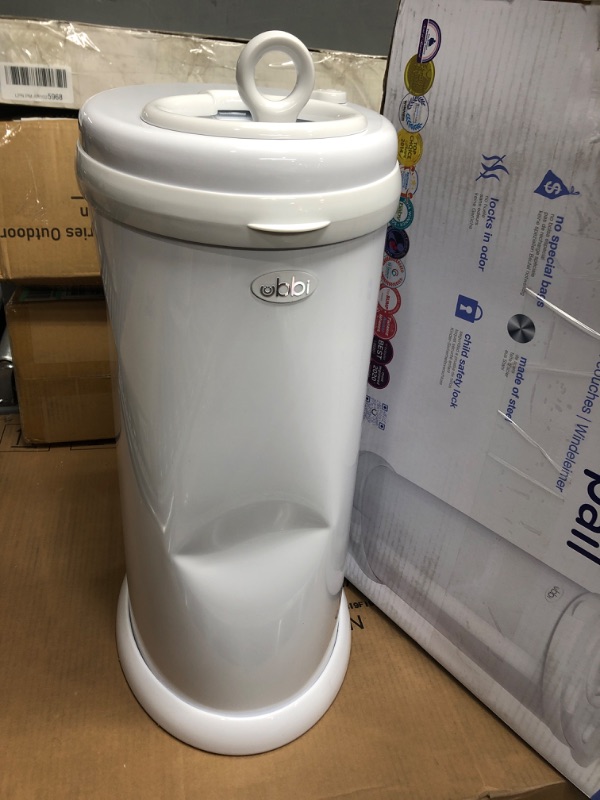 Photo 2 of * DENTED * Ubbi Steel Odor Locking, No Special Bag Required Money Saving, Awards-Winning, Modern Design, Registry Must-Have Diaper Pail, White