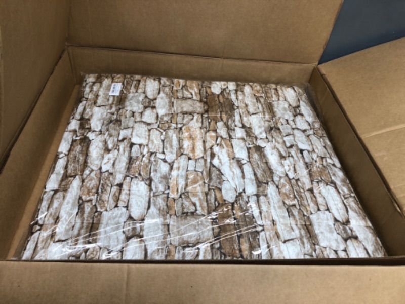 Photo 1 of 10Pack 3D Wall Panels Peel and Stick Foam 58 Sq.Ft Brick Wallpaper, Faux Stone Wall Panel Self-Adhesive Wallpaper, Light Brown