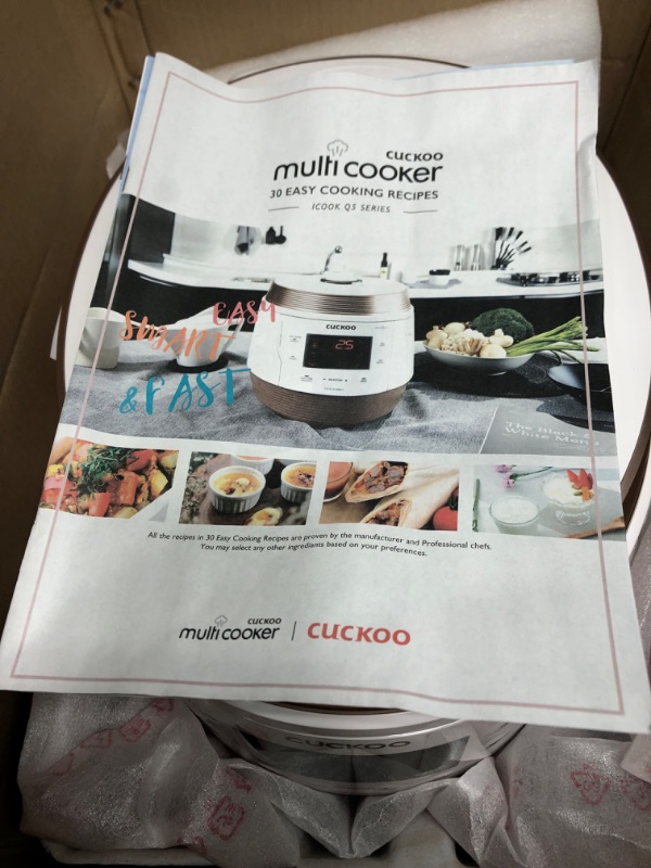 Photo 10 of **FOR PARTS ONLY/DAMAGED**  CUCKOO CMC-QSB501S | 5QT. Premium 8-in-1 Electric Pressure Cooker | 10 Menu Options: Slow Cooker, Sauté, Steamer, Yogurt, Soup Maker & More, Stainless Steel Inner Pot, Made in Korea | White/Copper 5 Quarts GOLD / WHITE