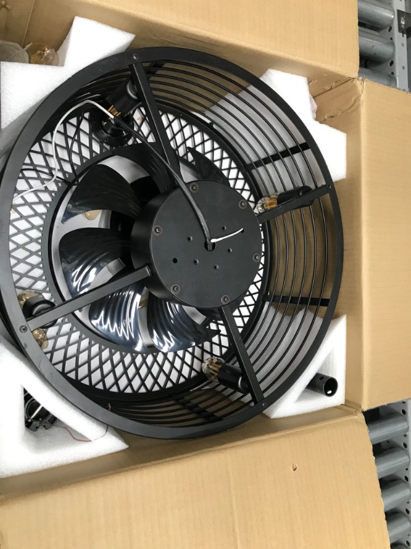 Photo 3 of *** USED *** ** LOOSE OR MISSING HARDWARE ** QUTWOB 20" Caged Ceiling Fans with Lights and Remote,Bladeless Ceiling Fan,Low Profile Industrial Fan with 4 Led Bulbs for Porch,Patios,Kitchen,Bedroom,Farmhouse,Indoor