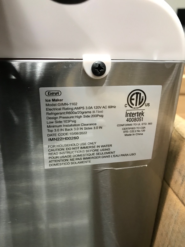 Photo 8 of *** USED *** ** TESTED POWERED ON ** CROWNFUL Nugget Ice Maker Countertop, Makes 26lbs Crunchy ice in 24H, 3lbs Basket at a time, Self-Cleaning Pebble Ice Machine, with Scoop and Basket, Portable Ice Maker for Home/Kitchen/Office/Bar