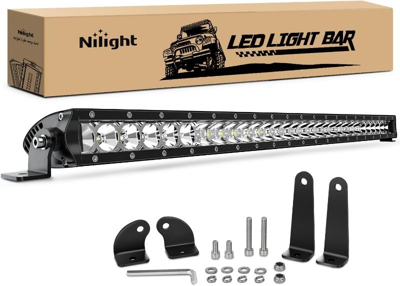 Photo 1 of *** USED *** ** MISING HARDWARE AND CONPNENTS UNABLE TO TEST ** Nilight - 40005C-A 31inch 150W Spot & Flood Combo Single Row 14500LM Off Road LED Fog & Driving Roof Bumper Light Bars for Jeep Ford Trucks Boat, 2 Years Warranty