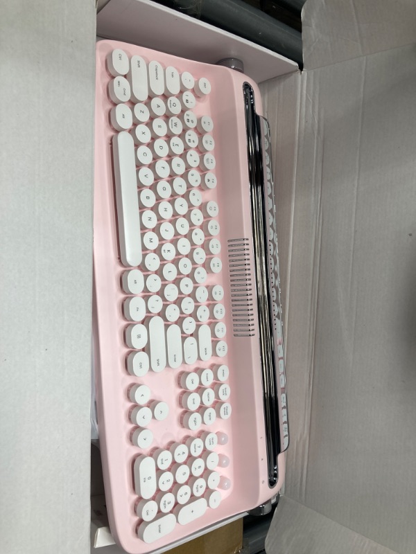 Photo 2 of YUNZII ACTTO B503 Wireless Typewriter Keyboard (B503, Baby Pink)?Keyboard Cloud Wrist Rest Pad Rainbow