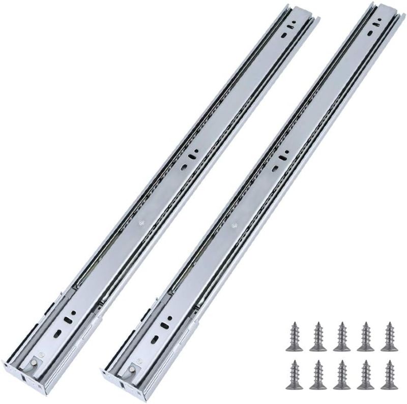 Photo 2 of 15 Pairs 22 inch Soft Close 3 Folds Full Extension Under Mount Drawer Slides, Ball Bearing Side Mount Drawer Slides with Mounting Brackets; Zinc Plated-Cold Rolled Steel
