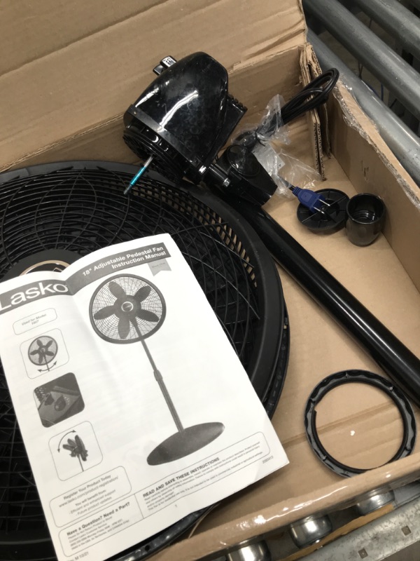 Photo 2 of **PACK OF 1** Lasko Elegance & Performance Pedestal Fan, 18 Inch, Black 1827 & 1820 18? Elegance & Performance Adjustable Pedestal, BLACK -Features Oscillating Movement Tilt-back Fan Head, 2.3