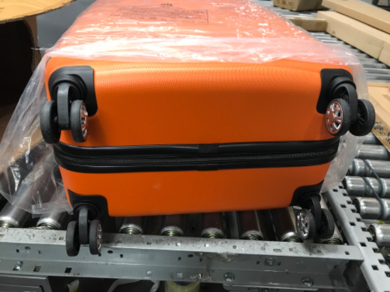 Photo 3 of Rockland Melbourne Hardside Expandable Spinner Wheel Luggage, Orange, Checked-Large 28-Inch Checked-Large 28-Inch Orange