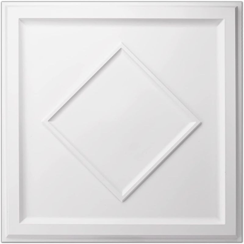 Photo 1 of 
Art3d Decorative Drop Ceiling Tiles 2x2, Glue up Ceiling Panel Square in White, Pack 48 Tiles