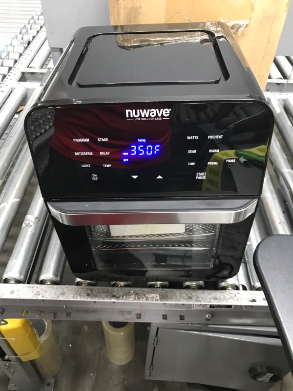 Photo 2 of (damage )NUWAVE Brio Air Fryer Smart Oven, 15.5-Qt X-Large Family Size, Countertop Convection Rotisserie Grill Combo, Non-Stick Drip Tray, Stainless Steel Rotisserie Basket. 15.5QT Brio