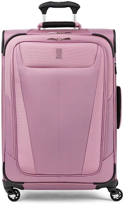 Photo 1 of (minor stains )Travelpro Maxlite 5 Softside Expandable Luggage with 4 Spinner Wheels, Lightweight Suitcase, Men and Women, Orchid Pink Purple, Checked-Medium 25-Inch