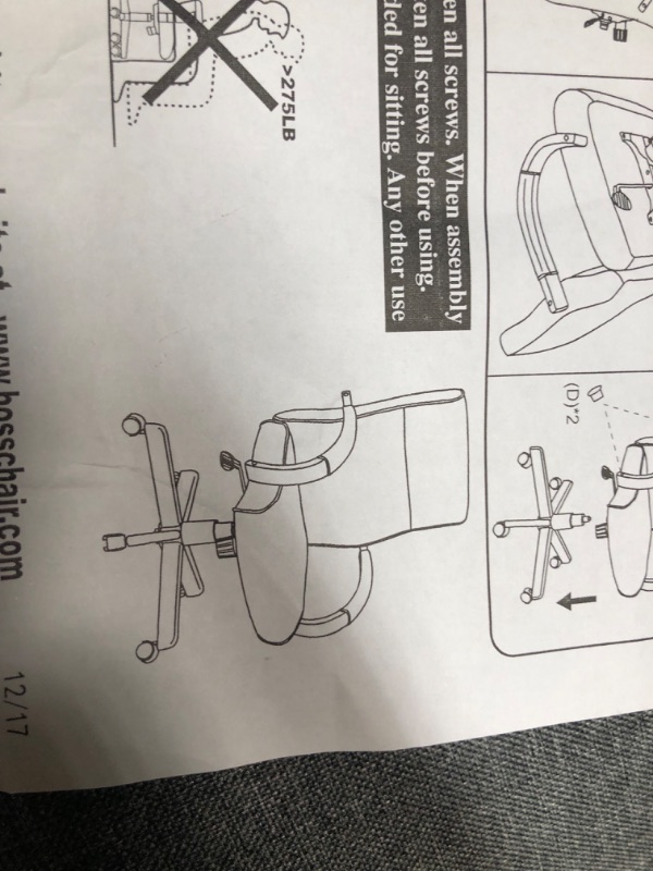 Photo 3 of *PARTS ONLY** Boss Office Products (BOSXK) Chairs Executive Seating, Gray
