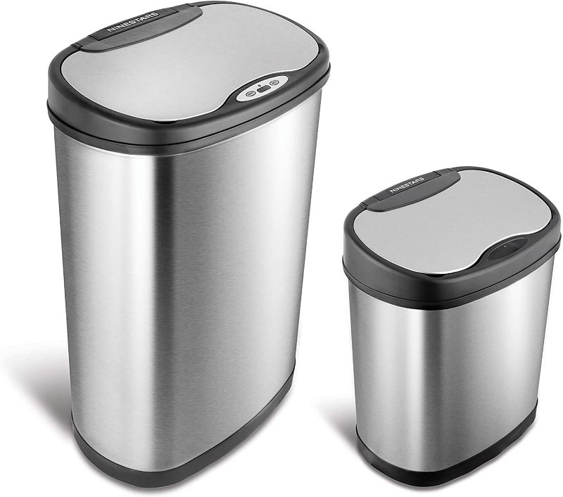Photo 1 of **See Notes**
NINESTARS CB-DZT-50-13/12-13 Automatic Touchless Infrared Motion Sensor Trash Can Combo Set, 13 Gal 50L & 3 Gal 12L