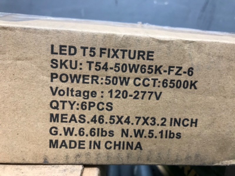 Photo 7 of (6 Pack) Barrina LED T5 Integrated Single Fixture, 4FT, 2200lm, 6500K (Super Bright White), 20W, Utility LED Shop Light, Ceiling and Under Cabinet Light, Corded Electric with ON/OFF Switch, ETL Listed
