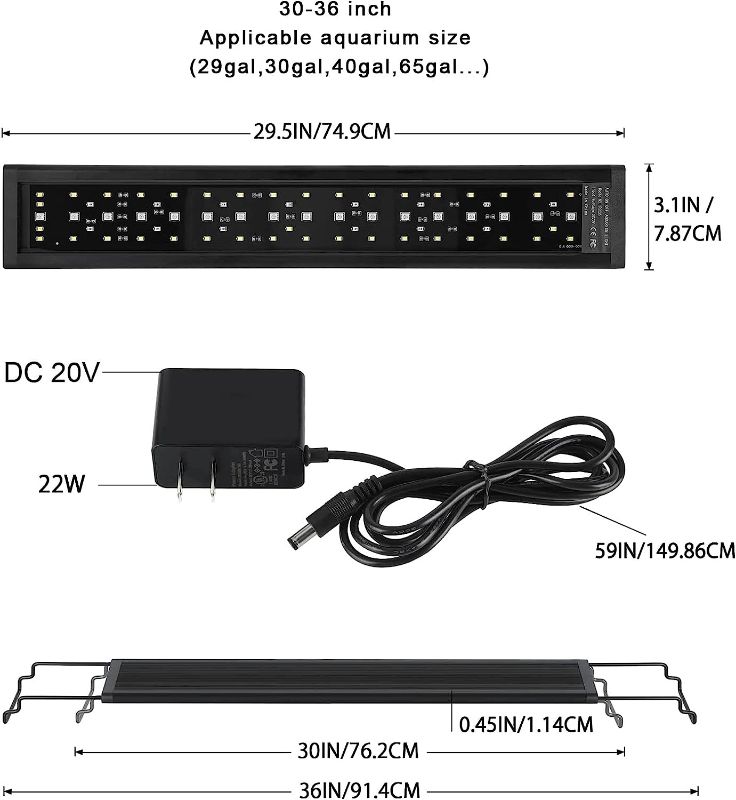 Photo 1 of AMZBD Led Aquarium Light,Full Spectrum Aquarium Light,DIY & WRGB Color Temperature Adjustment,3 Timing Modes,Brightness Adjusted Fish Light,Expandable Bracket Aquarium Lamp for Fish Tank
