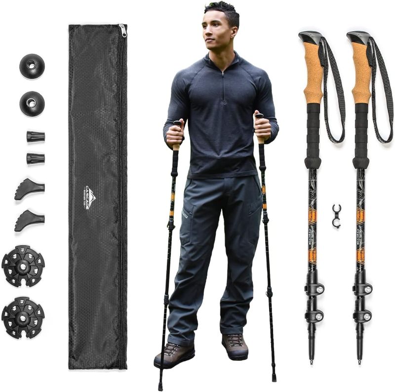 Photo 1 of Cascade Mountain Tech Lightweight Aircraft-Grade Aluminum Trekking Poles with Extended Down Grip Plus Tip Kit
