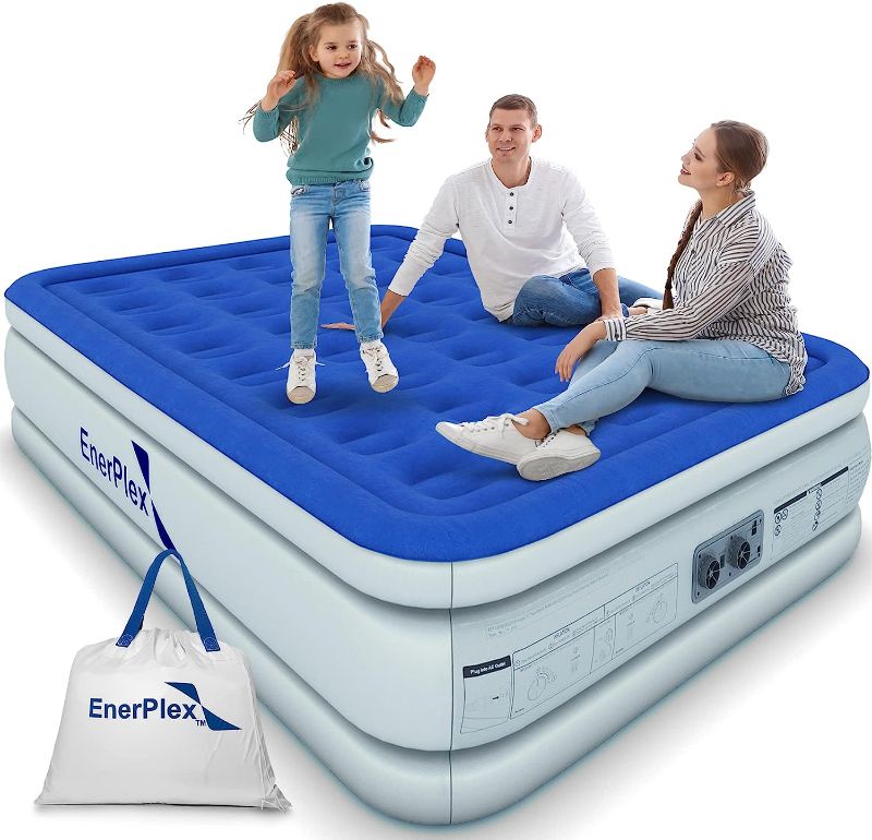 Photo 1 of EnerPlex Air Mattress with Built-in Pump - Double Height Inflatable Mattress for Camping, Home & Portable Travel - Durable Blow Up Bed with Dual Pump - Easy to Inflate/Quick Set UP
