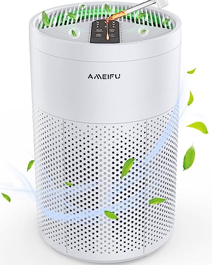 Photo 1 of Air Purifiers for Home Large Room up to 1350 sq ft, AMEIFU H13 Hepa Bedroom Air Purifier for Pets Dander, Smoke, Smell, with 3 Fan Speeds, 3 Timer, Filter Replacement Reminder, Aromatherapy Function (White, 13.7)