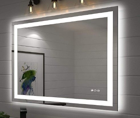 Photo 1 of Amorho LED Vanity Bathroom Mirror 40"x 32" with Front and Backlit, Stepless Dimmable Double Wall Mirrors with Anti-Fog, Shatter-Proof, Memory, 3 Colors, (Horizontal/Vertical)
