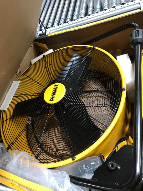 Photo 2 of ***parts only not functional***DEWALT Drum Fan High-Velocity Industrial, Drum, Floor, Barn, Warehouse Fan, Heavy Duty Air Mover with Adjustable Tilt & Large Wheel, 24", Yellow DXF2490
