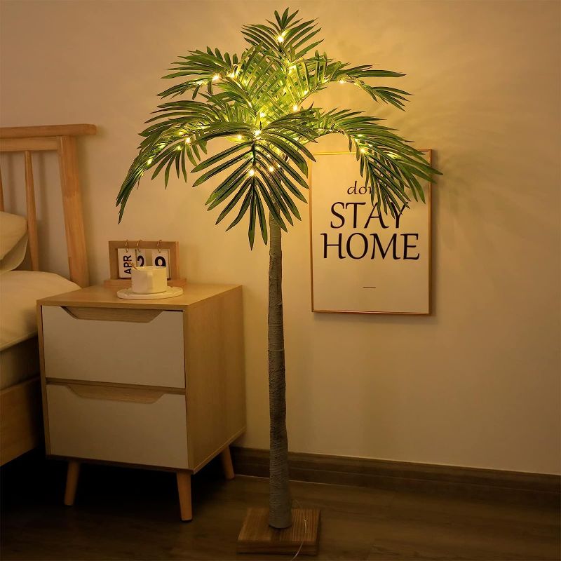 Photo 1 of 4 feet Artificial Palm Tree with LED Fairy and Other Practical Indoor and Outdoor Decoration Lighting and Other Multi-Functional Artificial Simulation Tree