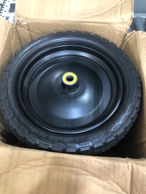 Photo 1 of 13” Flat-Free Wheelbarrow Tires - Includes 4 Replacement Wheels, Cotter Pins and Washers - Easy Installation, Compatible with Gorilla Carts, Trolleys, Generators and More - Steerling Tire Co.
