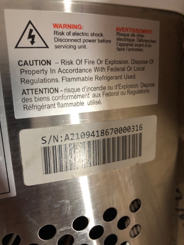 Photo 5 of **PARTS ONLY, MAJOR CRACKS, NON-FUNCTIONAL** Frigidaire EFIC103-AMZ-SC Counter Top Maker with Over-Sized Ice Bucket, Stainless Steel