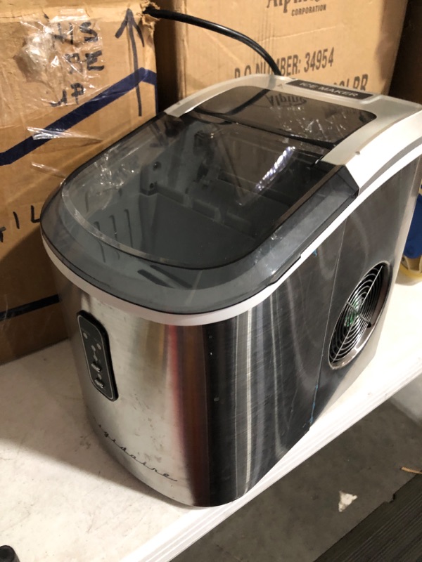 Photo 1 of **PARTS ONLY, MAJOR CRACKS, NON-FUNCTIONAL** Frigidaire EFIC103-AMZ-SC Counter Top Maker with Over-Sized Ice Bucket, Stainless Steel