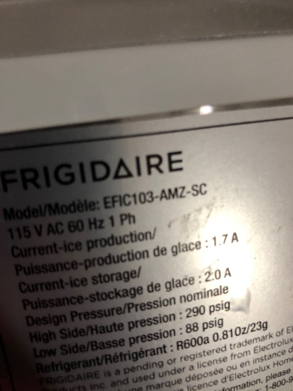 Photo 6 of **PARTS ONLY, MAJOR CRACKS, NON-FUNCTIONAL** Frigidaire EFIC103-AMZ-SC Counter Top Maker with Over-Sized Ice Bucket, Stainless Steel