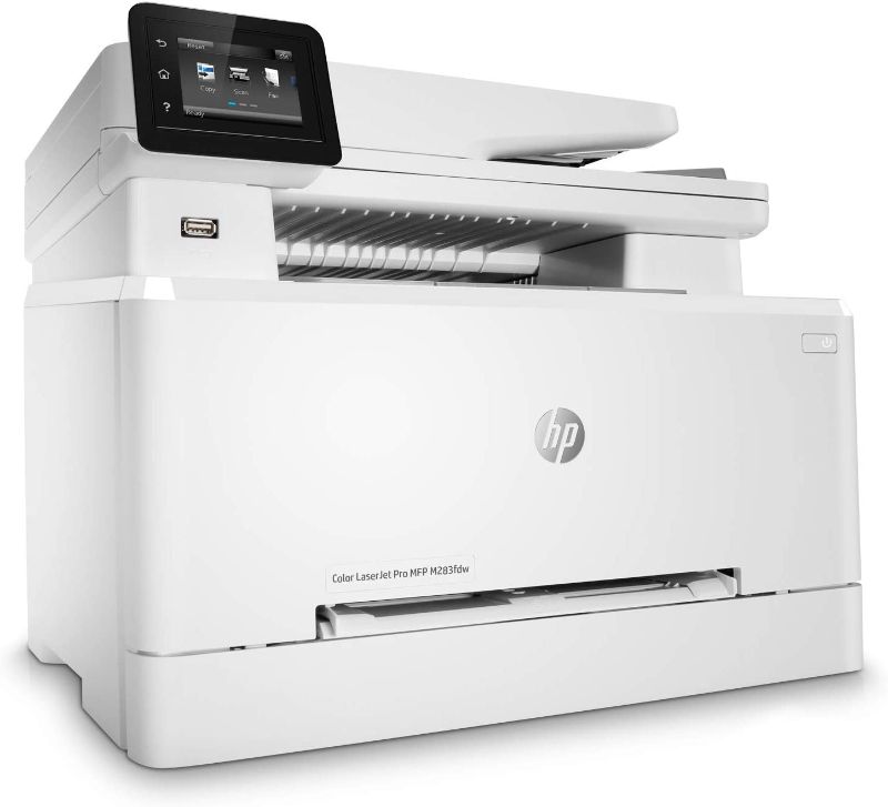 Photo 1 of HP Color LaserJet Pro M283fdw Wireless All-in-One Laser Printer, Remote Mobile Print, Scan & Copy, Duplex Printing, Works with Alexa (7KW75A), White
