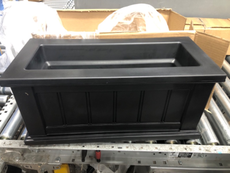 Photo 2 of **PLASTIC**  Mayne Cape Cod Rectangle Planter - Black - 24in L x 11in W x 11in D - Polyethylene - Built-in Water Reservoir (4839-B) 2-foot Black